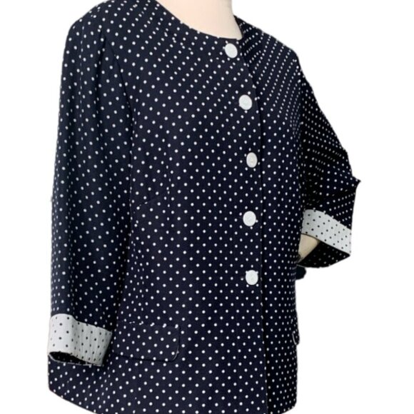 VTG Jessica Howard Woman Polka Dot Button Down Jacket Sz 18 Black & White #98B - Picture 3 of 7
